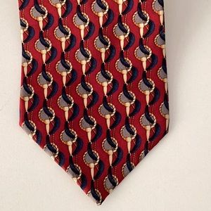 Paolo by Paolo Gucci Vintage Silk Men's Tie Horsebit Red Gold